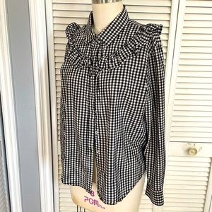Buffalo plaid women’s blouse checkered long sleeve ruffle